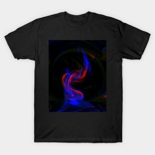 Digital collage and special processing. Source of energy. Sci-fi. Green, red and blue. T-Shirt